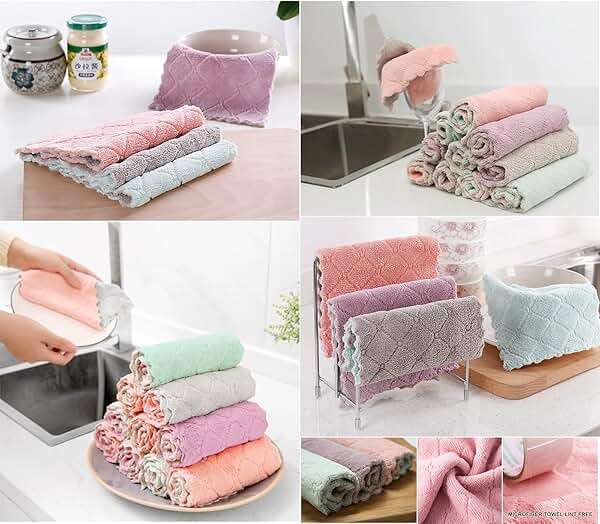 24 Pack Cleaning Cloth Kitchen Cloth, Dish Towels Super Absorbent Coral Velvet Dishtowels, Microfiber Premium Soft Tea Towels, Quick Dry Rags, Multipurpose Reusable Washcloths, Non-Stick Oil Cloths. - Image 8