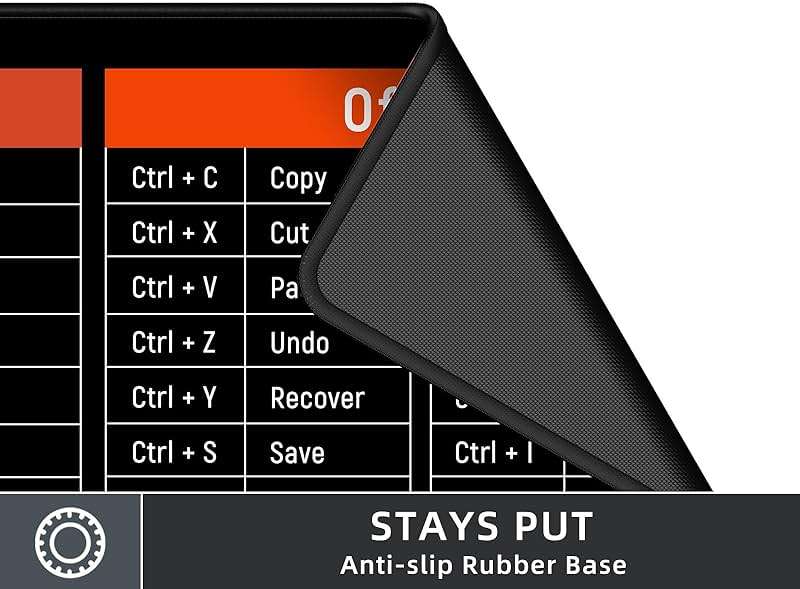 Rinaze Large Mouse Pad Desk Mat with Excel Shortcuts Cheat Sheet, Anti-Slip Keyboard Pad with Multifunctional, Gaming Mousepad, Office Desk Accessories for Computer, MacBook, PC and Laptop - Image 4