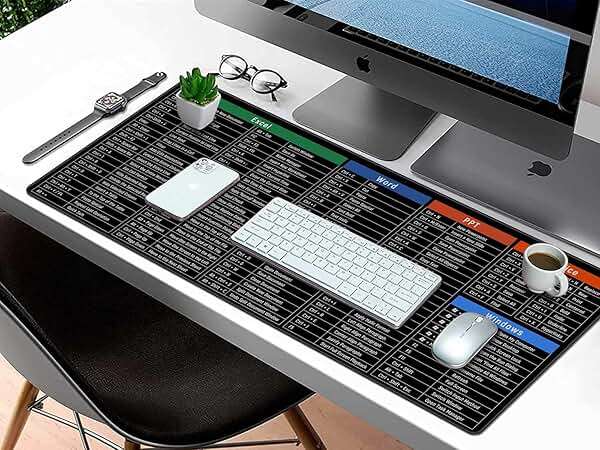 Rinaze Large Mouse Pad Desk Mat with Excel Shortcuts Cheat Sheet, Anti-Slip Keyboard Pad with Multifunctional, Gaming Mousepad, Office Desk Accessories for Computer, MacBook, PC and Laptop - Image 7
