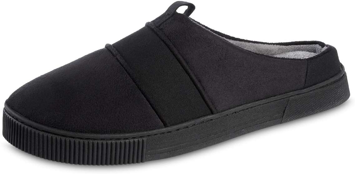 isotoner mens Indoor/Outdoor Slip-on Canvas and Microsuede Emmett Clog Slippers With Memory Foam Comfort - Image 1