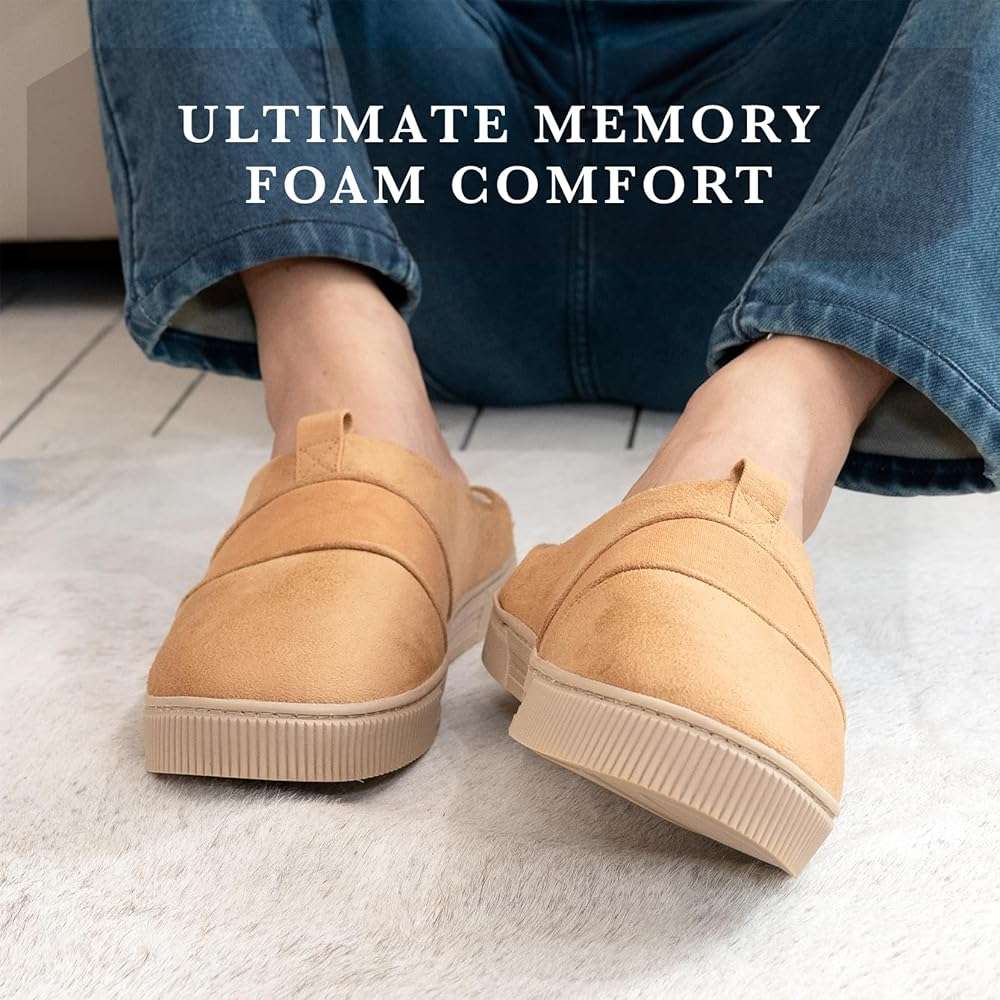 isotoner mens Indoor/Outdoor Slip-on Canvas and Microsuede Emmett Clog Slippers With Memory Foam Comfort - Image 2