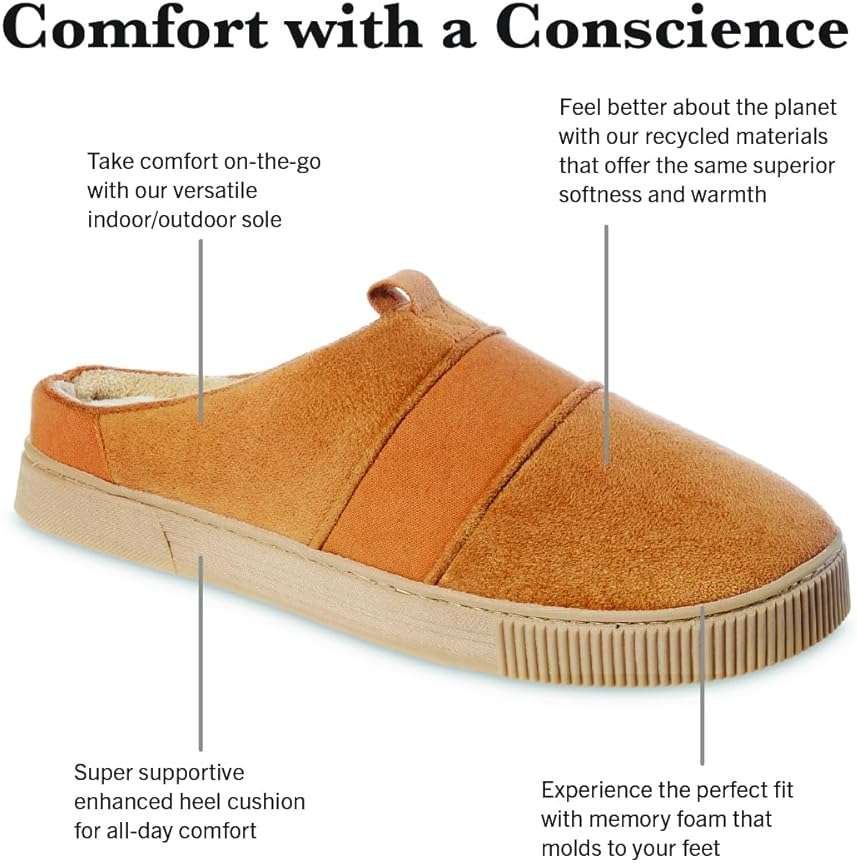 isotoner mens Indoor/Outdoor Slip-on Canvas and Microsuede Emmett Clog Slippers With Memory Foam Comfort - Image 3