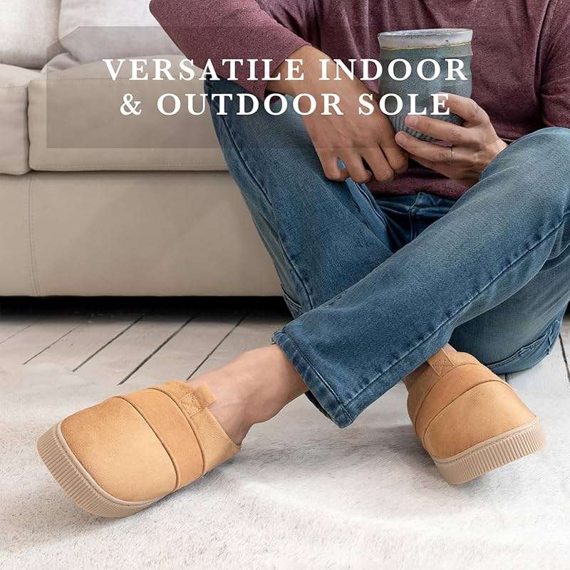 isotoner mens Indoor/Outdoor Slip-on Canvas and Microsuede Emmett Clog Slippers With Memory Foam Comfort - Image 4