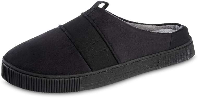 isotoner mens Indoor/Outdoor Slip-on Canvas and Microsuede Emmett Clog Slippers With Memory Foam Comfort - Image 1