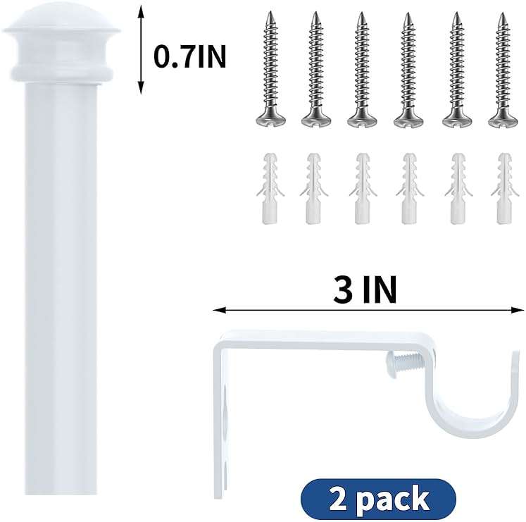 Curtain Rods 5/8 inch Curtain Rods for Windows 30 to 116 Inch with Brackets Easy to Install for Bedroom Living room Kitchen,White - Image 6