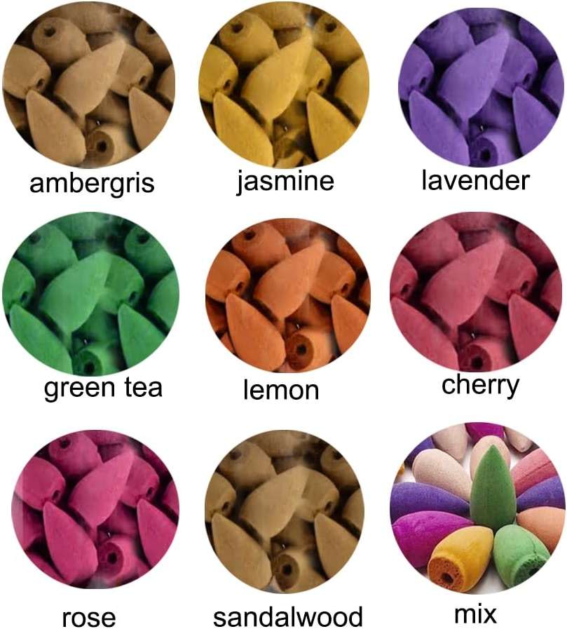 Green Tea Backflow Brown Incense Cones, Long Lasting Aroma for Positivity & Pure Air,Wood Powder,Aromatherapy for Stress Relief, Air Purifier & Cleansing, Gift Set - Pack of 100 Cones - Image 4