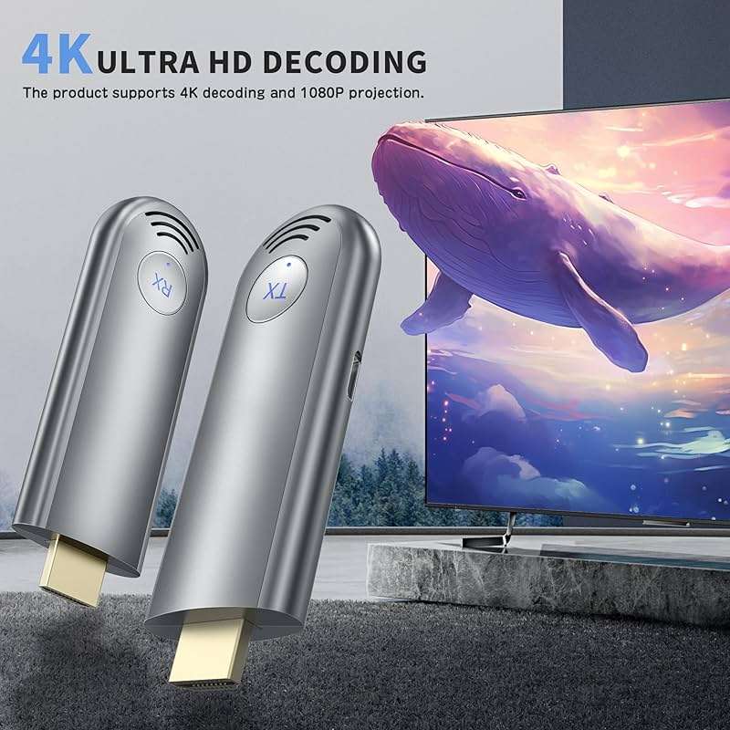 TPUFO Wireless HDMI Transmitter and Receiver, Plug & Play Portable 2.4G/5G Wireless HDMI Extender Kit for Streaming Video and Audio to Monitor from Laptop/PC/TV Box/Projector - Image 2