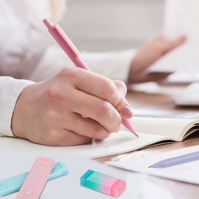 Four Candies Cute Mechanical Pencil Set, 6PCS Pastel Mechanical Pencils 0.5 mm & 0.7mm & 0.9mm with 360PCS Leads, 3PCS Erasers and 9PCS Eraser Refills, Aesthetic Pencils for Girls Writing, Art Drawing - Image 8