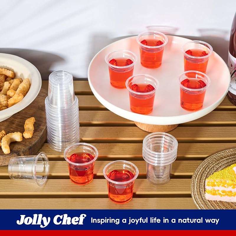 JOLLY CHEF 1000 Pack Plastic Shot Glasses, 1 oz Clear Disposable Jelly Cups Reusable Perfect for Wine Tasting, Whiskey, Food Samples, Halloween, Thanksgiving Party, Wedding, Christmas - Image 8