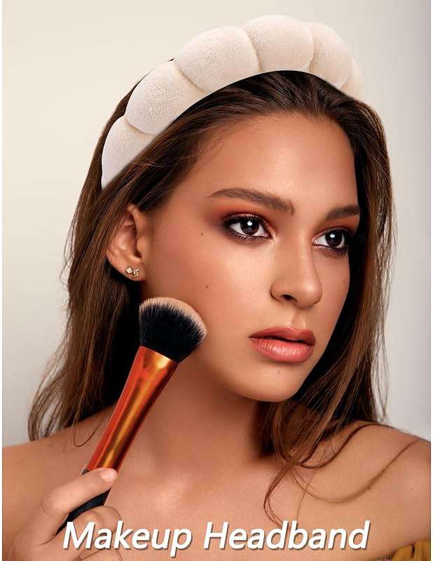 VELSCRUN 6 Pack Spa Headband, Makeup Headband, Face Wash Headbands, Skincare Headbands, Brown Sponge Hair Band Bow Tie Spa Head Band for Washing Face Wristband Set Hair Accessories for Women - Image 3