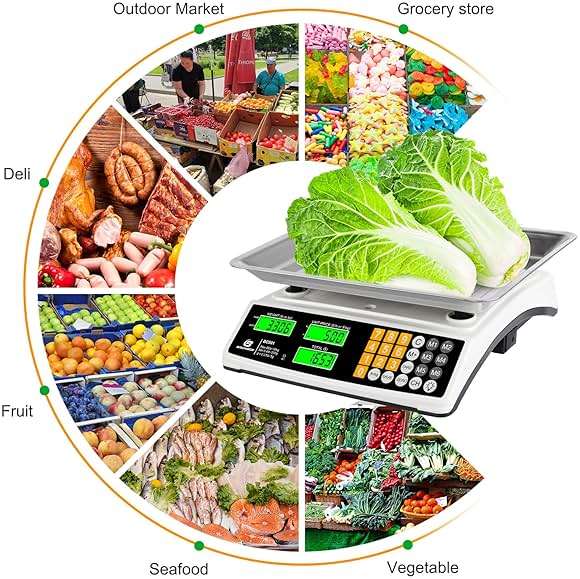 Price Computing Scale 88lb/40kg Commercial Food Scale for Produce Meat with Stainless Steel Large Platform, LCD Display, and Green Bright Backlight for Farmers Markets, Deli, （Not for Trade） - Image 8