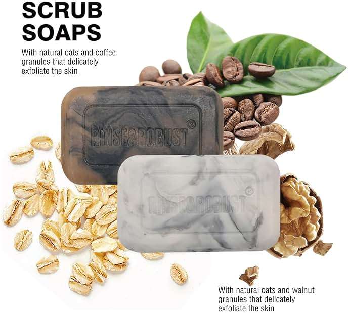 Rinse & Robust Bar Soap for Men - 4Pcs Exfoliating & Moisturizing 4-in-1 Cleansing Bar Set for Face, Body, Hands & Shave | All Skin Types | Luxury Fathers Day Gift Set(4 x 5.3 oz) - Image 2