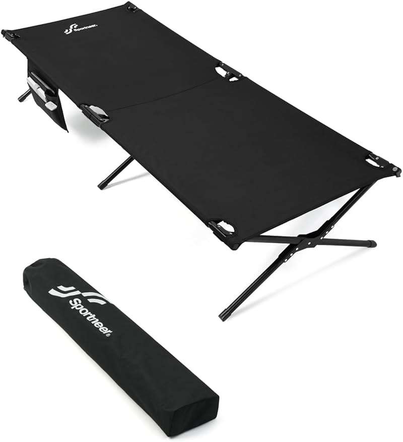 Sportneer Camping Cot: 78.3"x28.7"x14.6" Comfort Cot Bed for Camping Traveling Guest Bed, Sleeping Cots for Adults with Side Pockets & Storage Bag - Ease of Assembly, Support 330 Lbs - Image 1
