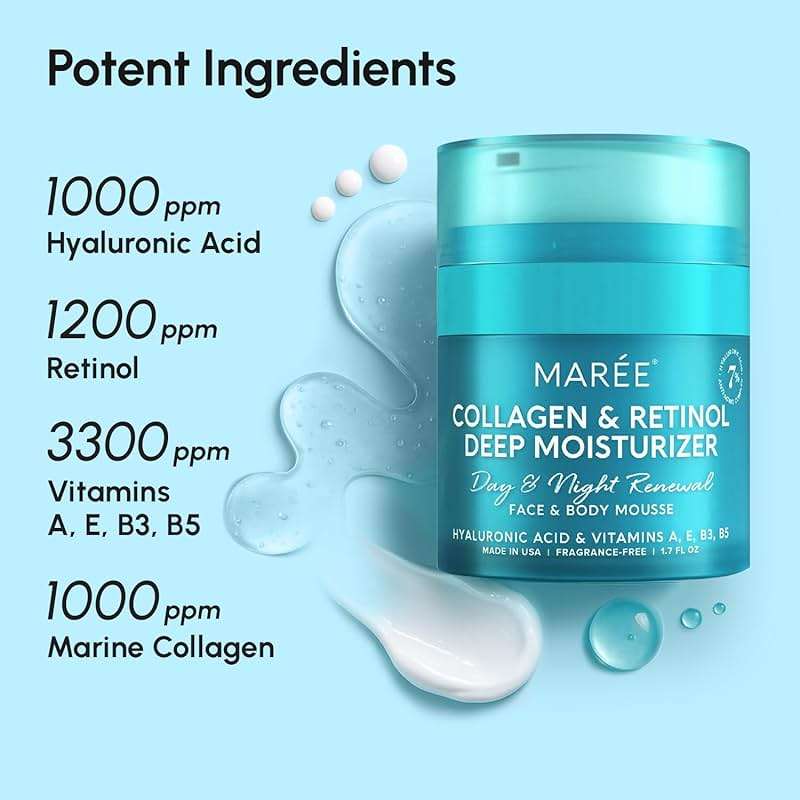 MAREE Face Moisturizer Retinol Cream for Face – Daily Wrinkle Cream for Women – Anti-Aging Face Cream – Facial Moisturizer with Collagen – Crema Hidratante Para la Cara for Skin Tightening - Image 3