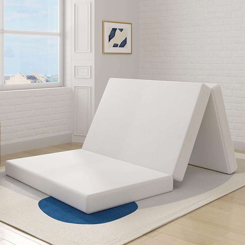 Avenco Folding Mattress Topper, 4 Inch Trifold Mattress, Twin Size Folding Mattress for Indoors, RV/Camper Van, Travel, Camping, Guest Room-Breathable Cover & Non-Slip Bottom - Image 1