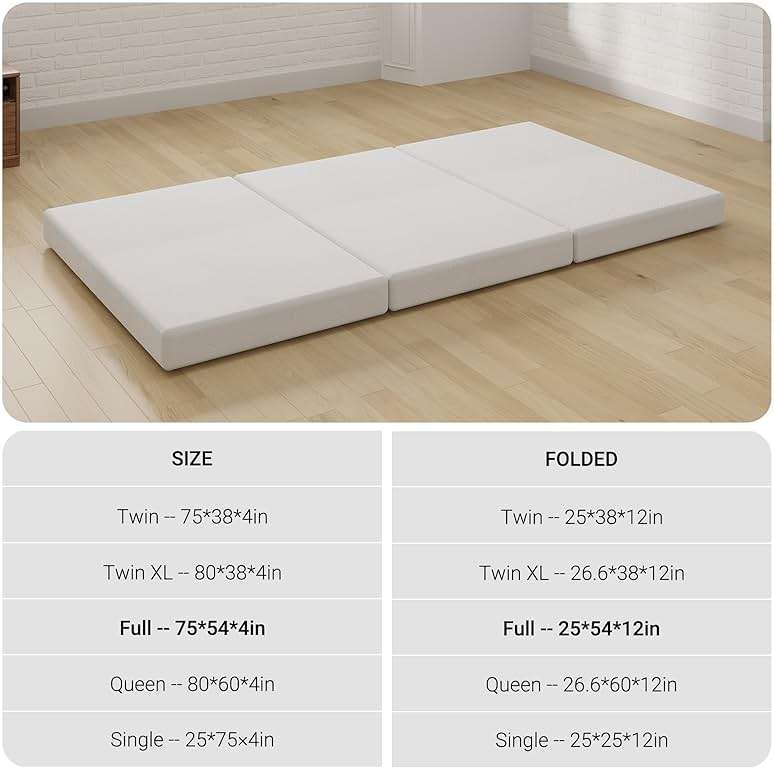Avenco Folding Mattress Topper, 4 Inch Trifold Mattress, Twin Size Folding Mattress for Indoors, RV/Camper Van, Travel, Camping, Guest Room-Breathable Cover & Non-Slip Bottom - Image 4