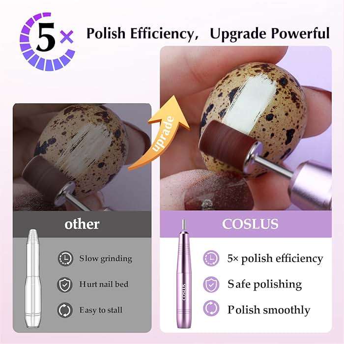 COSLUS C40 Electric Nail Drill File Professional: for Acrylic Gel Dip Powder Nails Portable Nail Machine Kit Manicure Pedicure Tools Polishing Set with Nail Drill Bits Sanding Bands - Image 2