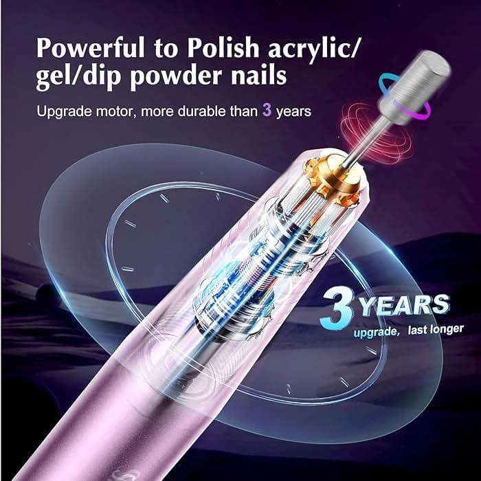 COSLUS C40 Electric Nail Drill File Professional: for Acrylic Gel Dip Powder Nails Portable Nail Machine Kit Manicure Pedicure Tools Polishing Set with Nail Drill Bits Sanding Bands - Image 5