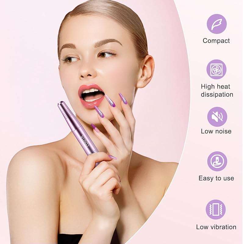 COSLUS C40 Electric Nail Drill File Professional: for Acrylic Gel Dip Powder Nails Portable Nail Machine Kit Manicure Pedicure Tools Polishing Set with Nail Drill Bits Sanding Bands - Image 6