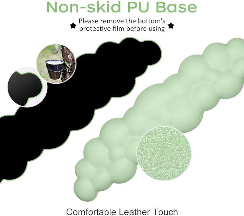 JIKIOU Upgrade Leather Cloud Keyboard Wrist Rest, Cloud Wrist Rest with Non-Slip PU Base, Comfortable Memory Foam Wrist Rest for Computer Laptop Mac Gaming Office and Pain Relief Christmas Wish Gift - Image 5