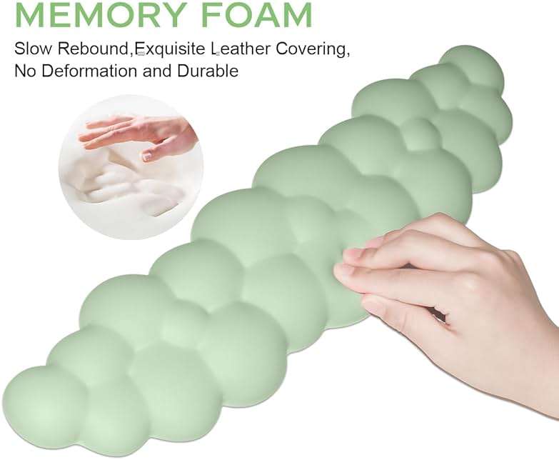JIKIOU Upgrade Leather Cloud Keyboard Wrist Rest, Cloud Wrist Rest with Non-Slip PU Base, Comfortable Memory Foam Wrist Rest for Computer Laptop Mac Gaming Office and Pain Relief Christmas Wish Gift - Image 6