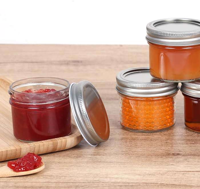 Small Mason Jars, 8 Pack 4oz Glass Mason Jar with Regular Lids, Mini Canning Jar, Ideal for Jelly, Jam, Honey, Dessert, Spice, Wedding Favor, Candles - Image 5