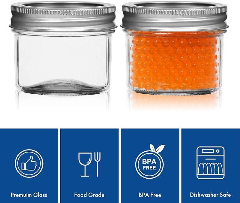 Small Mason Jars, 8 Pack 4oz Glass Mason Jar with Regular Lids, Mini Canning Jar, Ideal for Jelly, Jam, Honey, Dessert, Spice, Wedding Favor, Candles - Image 7