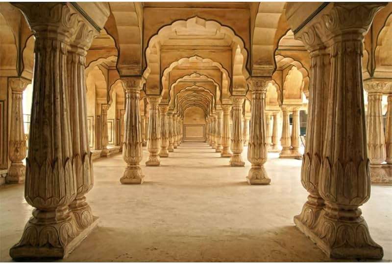 Leowefowa 10x8ft Vinyl Hindu Temple Photo Background Backdrop Vintage Building Ancient Old Columns Background Indian Backdrop for Photography Photo Booth Studio Props - Image 3