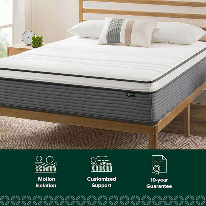 ZINUS 10 Inch True Support Hybrid Mattress [New Version], Queen, Fiberglass Free, Medium Feel, Motion Isolation, Certified Safe Foams & Fabric, Mattress in A Box - Image 4