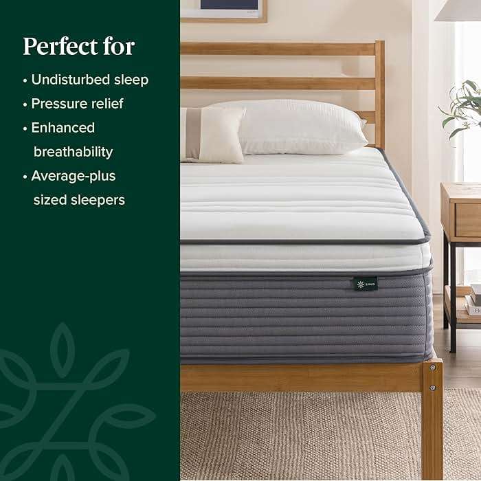 ZINUS 10 Inch True Support Hybrid Mattress [New Version], Queen, Fiberglass Free, Medium Feel, Motion Isolation, Certified Safe Foams & Fabric, Mattress in A Box - Image 5