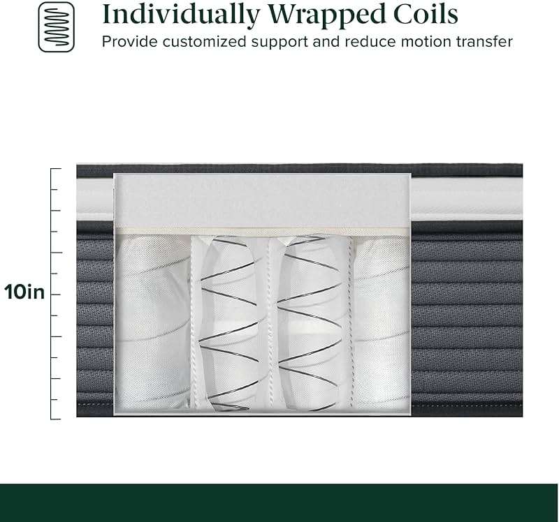 ZINUS 10 Inch True Support Hybrid Mattress [New Version], Queen, Fiberglass Free, Medium Feel, Motion Isolation, Certified Safe Foams & Fabric, Mattress in A Box - Image 7