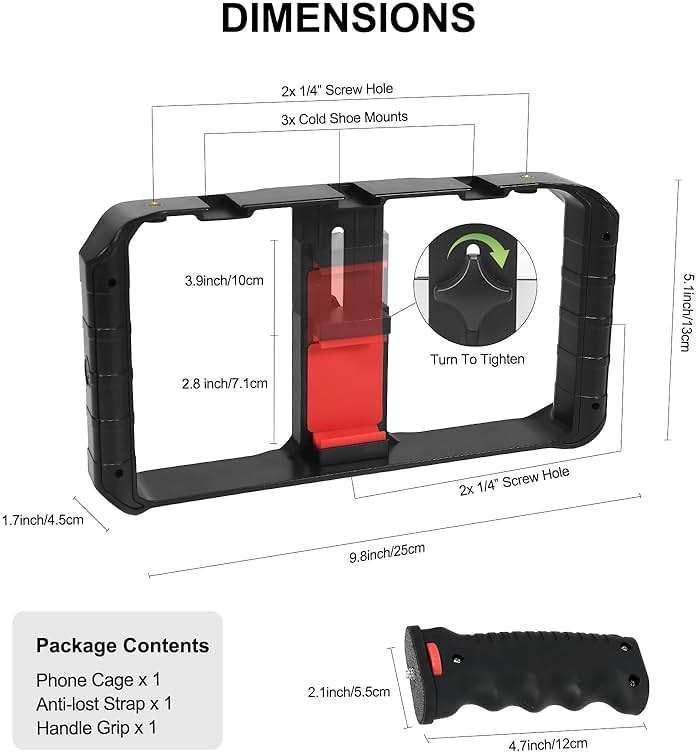 Taisioner Smartphone Video Rig Hand Girp Stabilizer Filmmaking Vlogging Case Phone Video Stabilizer with Cold Shoe for Film Maker Video Grapher Compatible with iPhone 15/14/13/12/ Pro Max and Android - Image 3