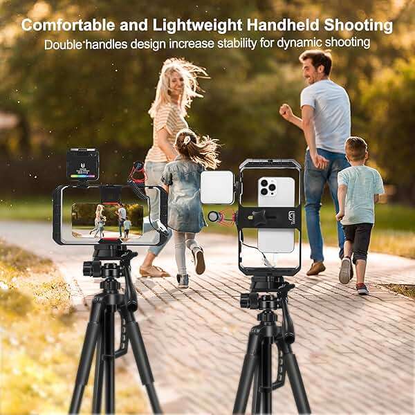 Taisioner Smartphone Video Rig Hand Girp Stabilizer Filmmaking Vlogging Case Phone Video Stabilizer with Cold Shoe for Film Maker Video Grapher Compatible with iPhone 15/14/13/12/ Pro Max and Android - Image 5