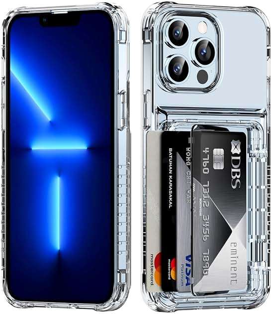 ACANDYA for iPhone 13 Pro Max Case Wallet Clear Protective Phone Case with Credit Card Holder Heavy Duty Protection Shockproof Anti-Scratch Anti-Yellow Cover for iPhone 13 Pro Max 6.7 inch Transparent - Image 1
