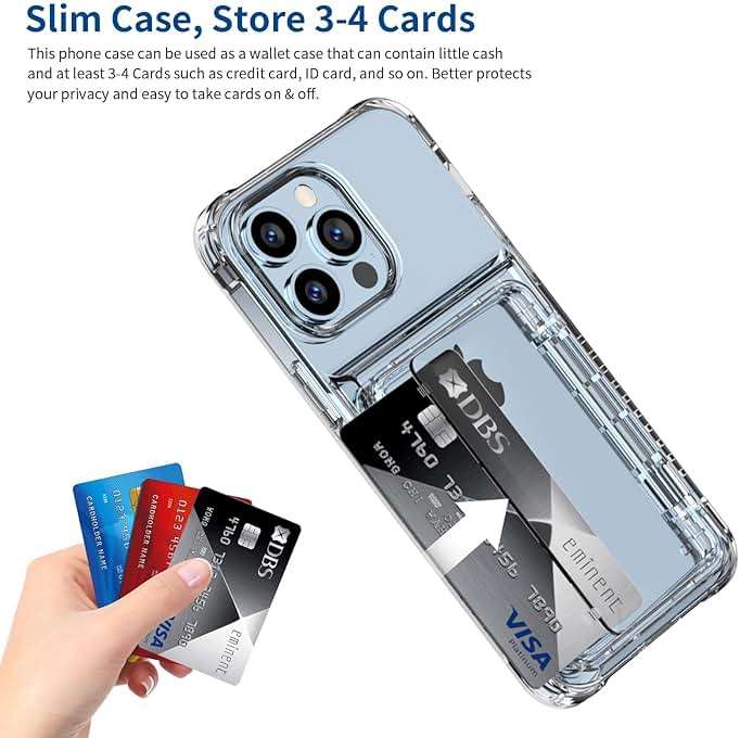 ACANDYA for iPhone 13 Pro Max Case Wallet Clear Protective Phone Case with Credit Card Holder Heavy Duty Protection Shockproof Anti-Scratch Anti-Yellow Cover for iPhone 13 Pro Max 6.7 inch Transparent - Image 3