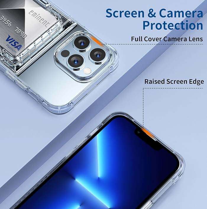 ACANDYA for iPhone 13 Pro Max Case Wallet Clear Protective Phone Case with Credit Card Holder Heavy Duty Protection Shockproof Anti-Scratch Anti-Yellow Cover for iPhone 13 Pro Max 6.7 inch Transparent - Image 5