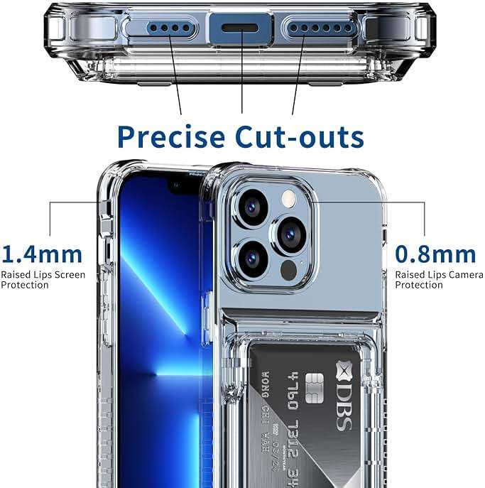 ACANDYA for iPhone 13 Pro Max Case Wallet Clear Protective Phone Case with Credit Card Holder Heavy Duty Protection Shockproof Anti-Scratch Anti-Yellow Cover for iPhone 13 Pro Max 6.7 inch Transparent - Image 6