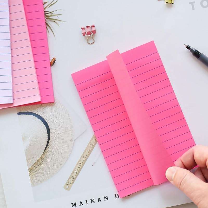 9 Pack Lined Sticky Notes 4X6 in Post Sticky Notes with Lines, Large Ruled Post Sticky Colorful Super Sticking Power Memo Pads Strong Adhesive (Pink Themed) - Image 2