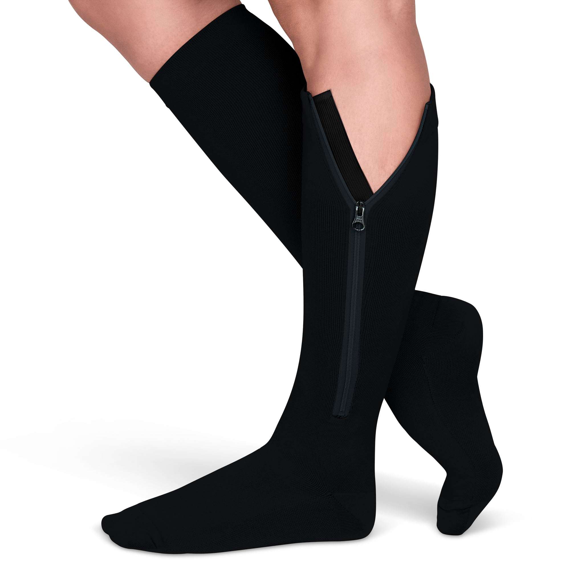 TheraMagic® Zipper Compression Socks for Men & Women, 20-30mmHg Closed Toe Graduated Zippered Compression Stocking - Image 1