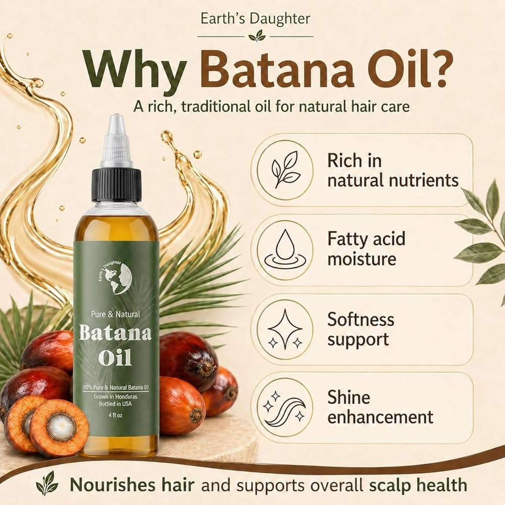 Earth’s Daughter Raw Batana Oil for Hair, 4 Fl Oz – 100% Pure Batana Hair Oil – Natural Hair & Scalp Oil for Dry, Damaged & Color-Treated Hair – Deep Moisture, Softness & Shine - Image 2