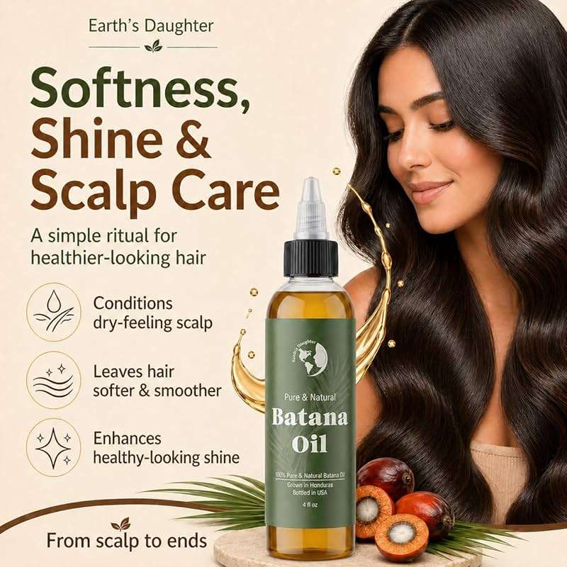 Earth’s Daughter Raw Batana Oil for Hair, 4 Fl Oz – 100% Pure Batana Hair Oil – Natural Hair & Scalp Oil for Dry, Damaged & Color-Treated Hair – Deep Moisture, Softness & Shine - Image 3