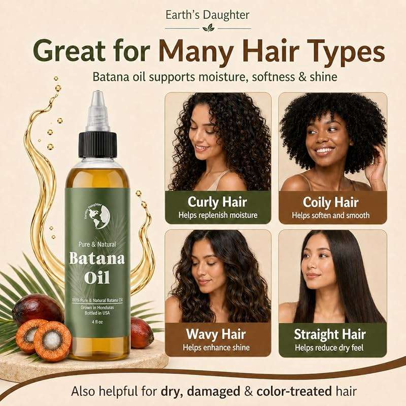 Earth’s Daughter Raw Batana Oil for Hair, 4 Fl Oz – 100% Pure Batana Hair Oil – Natural Hair & Scalp Oil for Dry, Damaged & Color-Treated Hair – Deep Moisture, Softness & Shine - Image 4