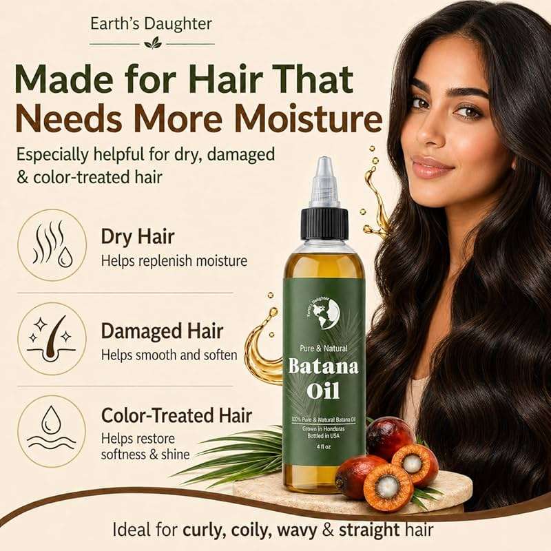 Earth’s Daughter Raw Batana Oil for Hair, 4 Fl Oz – 100% Pure Batana Hair Oil – Natural Hair & Scalp Oil for Dry, Damaged & Color-Treated Hair – Deep Moisture, Softness & Shine - Image 5