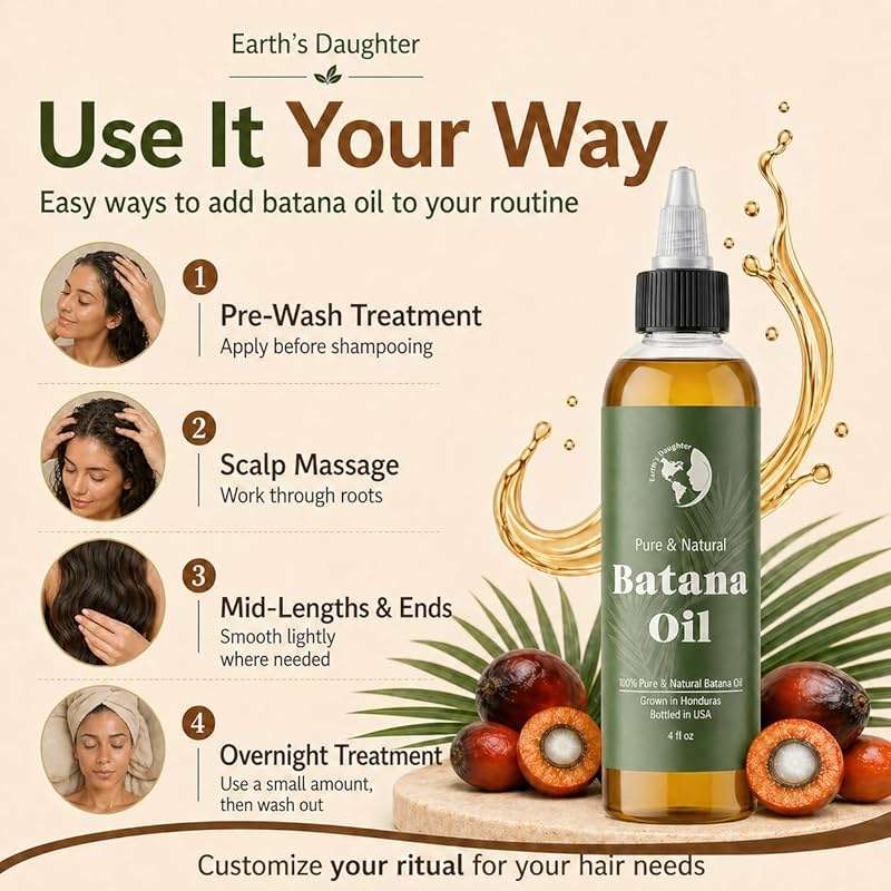 Earth’s Daughter Raw Batana Oil for Hair, 4 Fl Oz – 100% Pure Batana Hair Oil – Natural Hair & Scalp Oil for Dry, Damaged & Color-Treated Hair – Deep Moisture, Softness & Shine - Image 6