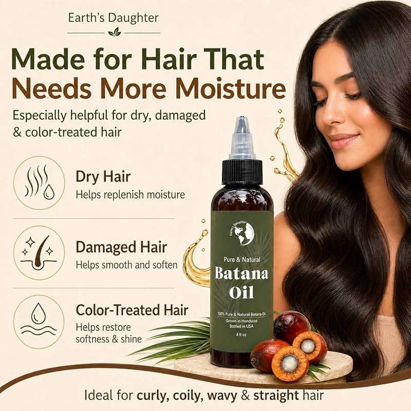Earth’s Daughter Raw Batana Oil for Hair, 4 Fl Oz – 100% Pure Batana Hair Oil – Natural Hair & Scalp Oil for Dry, Damaged & Color-Treated Hair – Deep Moisture, Softness & Shine - Image 7