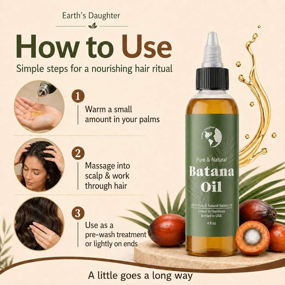 Earth’s Daughter Raw Batana Oil for Hair, 4 Fl Oz – 100% Pure Batana Hair Oil – Natural Hair & Scalp Oil for Dry, Damaged & Color-Treated Hair – Deep Moisture, Softness & Shine - Image 9