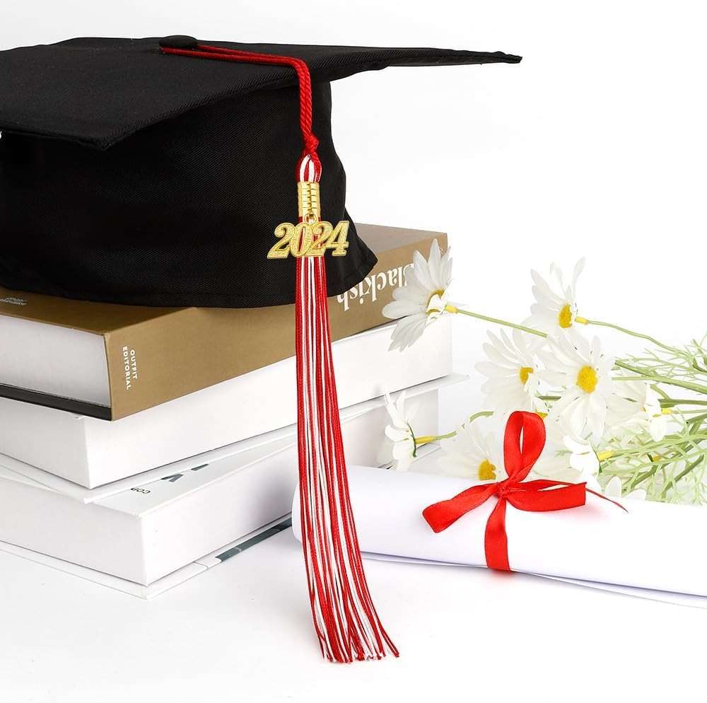 2026 Graduation Tassel Red White Graduation Cap Decorations 2026 Tassel Charm Class of 2026 Tassel 2026 Decorations Graduate Ornament Hat Tassels Cap - Image 2