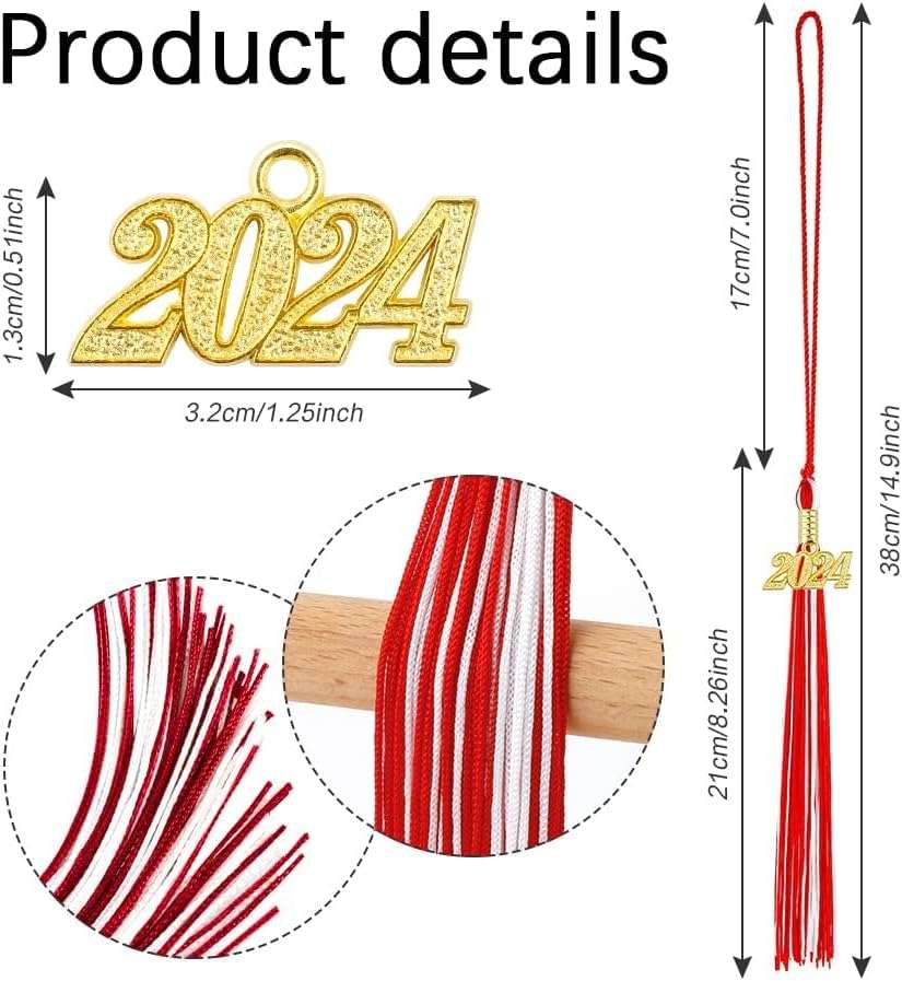 2026 Graduation Tassel Red White Graduation Cap Decorations 2026 Tassel Charm Class of 2026 Tassel 2026 Decorations Graduate Ornament Hat Tassels Cap - Image 3