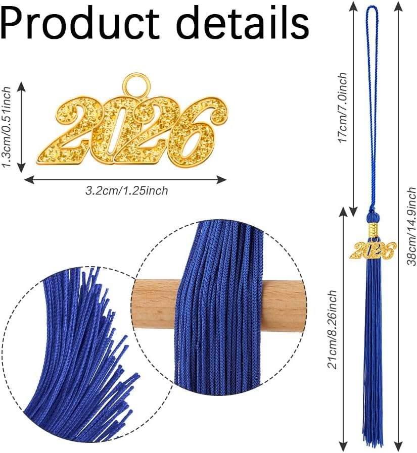 Tassels 2026 Tassel Graduation Tassel, Blue Tassels Memorial Charms for Graduation Cap Decorations 2026 Decorations Graduate Ornament Hat Cap Cake Topper Graduate Gifts Accessories Charms Birrete - Image 3