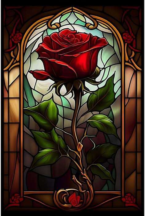 Aestalrcus Rose Diamond Painting Kit for Adults, Rose Diamond Art Kits for Adults, Flower Gem Art for Home Wall Decor 16x12inch - Image 1